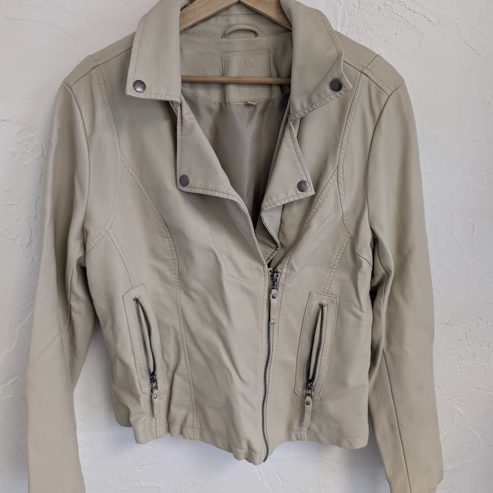Max Studio Light Tan Faux Leather Jacket